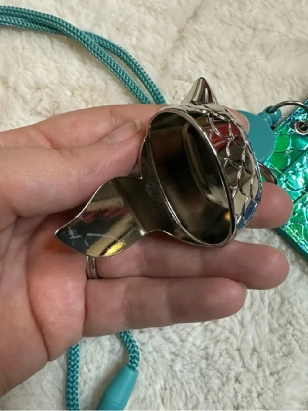 Bath & Body Works | Wearable Lanyard ID Holder Blue Holographic Mermaid Design